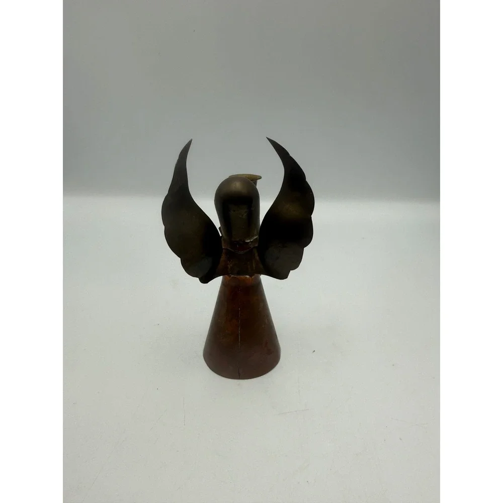 Vintage Copper Brass Angel Candle Holder Folk Art Metal Figurine Christmas Decor